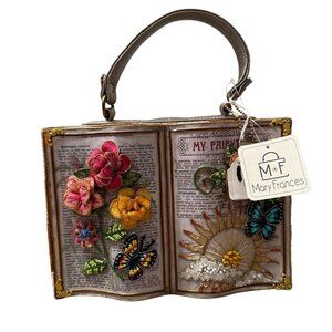 Retired Mary Frances Fairytales Beaded Floral Butterflies Hinge Handbag NEW